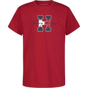 Tommy Hilfiger Boys’ Short Sleeve Graphic Crew Neck T-Shirt, Soft, Comfortable, Relaxed Fit(Script H Scooter Red)