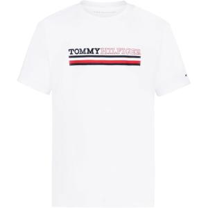 Tommy Hilfiger Boys’ Short Sleeve Graphic Crew Neck T-Shirt, Soft, Comfortable, Relaxed Fit(Signature Chest Fresh White)