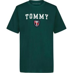 Tommy Hilfiger Boys’ Short Sleeve Graphic Crew Neck T-Shirt, Soft, Comfortable, Relaxed Fit(Sophomore Rain Forest)