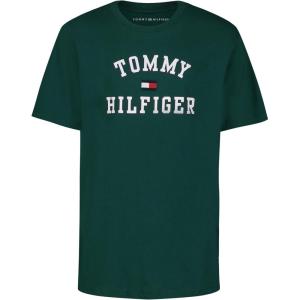 Tommy Hilfiger Boys’ Short Sleeve Graphic Crew Neck T-Shirt, Soft, Comfortable, Relaxed Fit(Varsity Rain Forest)