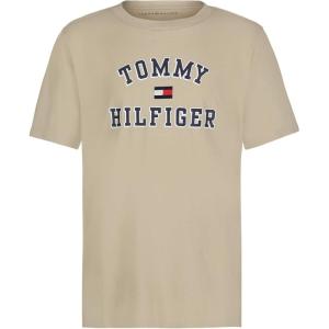 Tommy Hilfiger Boys’ Short Sleeve Graphic Crew Neck T-Shirt, Soft, Comfortable, Relaxed Fit(Varsity Sandalwood)