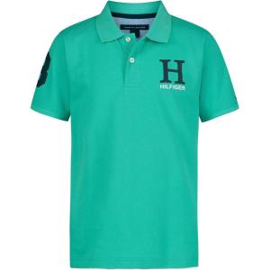 Tommy Hilfiger Boys’ Short Sleeve Pique Matt Polo Button Shirt(Aqua Green)