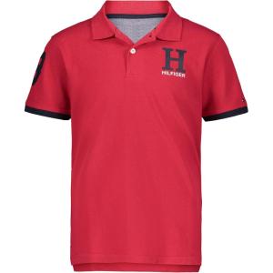 Tommy Hilfiger Boys’ Short Sleeve Pique Matt Polo Button Shirt(Classic Scarlet Sage)