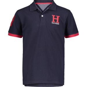Tommy Hilfiger Boys’ Short Sleeve Pique Matt Polo Button Shirt(Navy Blazer)