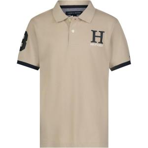 Tommy Hilfiger Boys’ Short Sleeve Pique Matt Polo Button Shirt(Sandalwood)