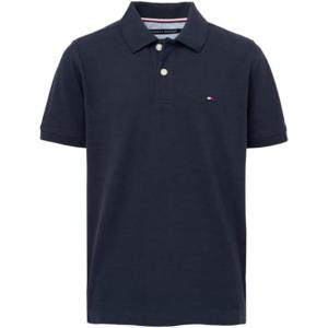 Tommy Hilfiger Boys Short Sleeve Premium Pique Polo Shirt, Button Closure, Soft & Comfortable(Ivy Stretch Master Navy)
