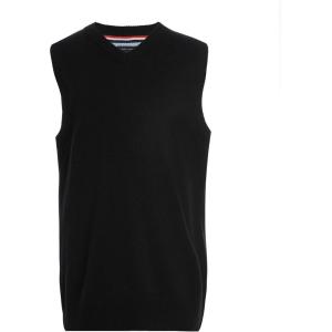 Tommy Hilfiger Boys Sleeveless Ribbed V-Neck Sweater Vest, Kids School Uniform(Black)