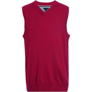 Tommy Hilfiger Boys Sleeveless Ribbed V-Neck Sweater Vest, Kids School Uniform(Red)