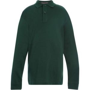 Tommy Hilfiger Co-Ed Long Sleeve Comfort Fit Interlock Polo, Kids School Uniform(Hunter)