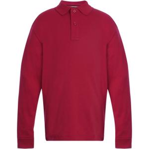 Tommy Hilfiger Co-Ed Long Sleeve Comfort Fit Interlock Polo, Kids School Uniform(Red)