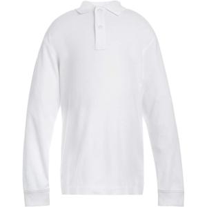 Tommy Hilfiger Co-Ed Long Sleeve Comfort Fit Interlock Polo, Kids School Uniform(White)