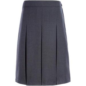 Tommy Hilfiger Girls Adjustable Solid Box Classic Pleat Skirt School Uniform(Charcoal Grey)