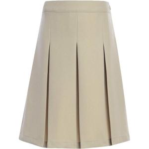 Tommy Hilfiger Girls Adjustable Solid Box Classic Pleat Skirt School Uniform(Khaki)
