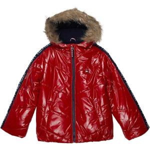 Tommy Hilfiger Girl’s Chevron Puffer (Big Kids)(Chevron Scarlet Sage)