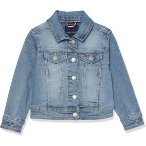 Tommy Hilfiger Girl’s Classic Jean Jacket, Denim Coat With Embroidered Logo & Front Pockets(Nolita Wash)