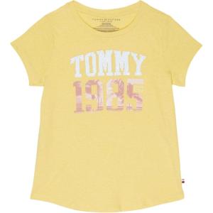 Tommy Hilfiger Girls Fem Fit Short Sleeve Everyday Kids School Uniform Tee(Aspen Gold)