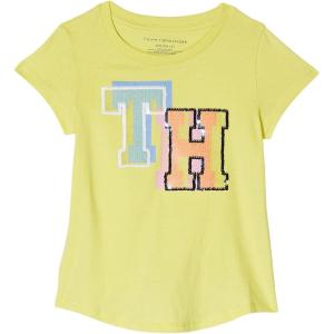 Tommy Hilfiger Girls Fem Fit Short Sleeve Everyday Kids School Uniform Tee(Celandine)