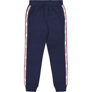 Tommy Hilfiger Girls Fleece Jogger Sweatpants with Ribbed Cuffs & Functional Side Pockets(Navy Tape)