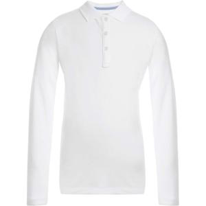 Tommy Hilfiger Girls Long Sleeve Fitted Interlock Polo School Uniform Shirt(White)