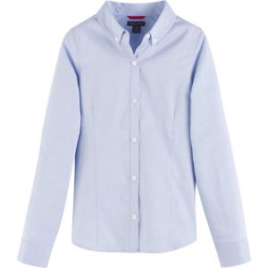 Tommy Hilfiger Girl’s Long Sleeve Oxford Girls Buttondown Collar Blouse(Blue)