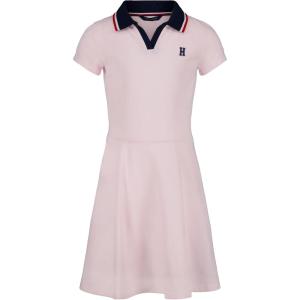 Tommy Hilfiger Girls Short Sleeve Knit Polo Dress, Everyday Casual Wear, Soft & Comfortable Fit(Johnny Collar Blushing Bride)