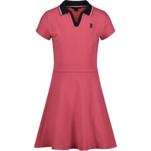Tommy Hilfiger Girls Short Sleeve Knit Polo Dress, Everyday Casual Wear, Soft & Comfortable Fit(Johnny Holly Berry)