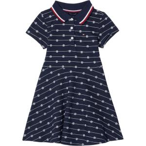 Tommy Hilfiger Girls Short Sleeve Knit Polo Dress, Everyday Casual Wear, Soft & Comfortable Fit(Navy Blazer)