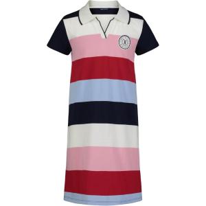 Tommy Hilfiger Girls Short Sleeve Knit Polo Dress, Everyday Casual Wear, Soft & Comfortable Fit(Rugby Navy Blazer)