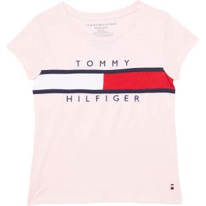 Tommy Hilfiger Girls Short Sleeve T-Shirt with Flag Logo, Cotton Blend Tee with Tagless Interior(Rose Shadow)
