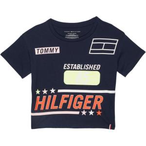 Tommy Hilfiger Girls Sport Short Sleeve T-Shirt, Crew Neckline, Lightweight & Stretchy(Navy Cycling)