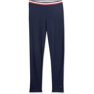 Tommy Hilfiger Girls Stretch Jersey Leggings, Full-Length Pants with Classic Logo Trimming(Navy Blazer)