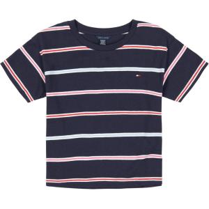 Tommy Hilfiger Girl’s Tommy 1985 Flag Tee (Big Kids)(Navy Multi Stripe)