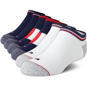 Tommy Hilfiger Kids Athletic Socks – 6 Pack Breathable No Show Low Cut Ankle Socks for Boys and Girls (Sizes: S-L)(Assorted)