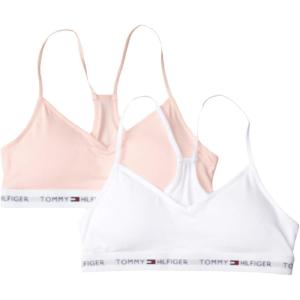 Tommy Hilfiger Kids Girl’s 2-Pack Bold Flag Solid Crop Bra (Little Kids/Big Kids)(Crystal Rose)
