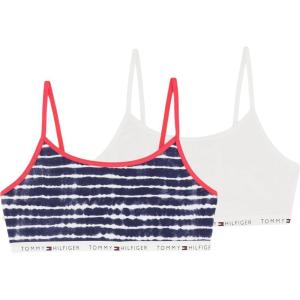 Tommy Hilfiger Kids Girl’s 2-Pack Bold Flag Solid Crop Bra (Little Kids/Big Kids)(Navy Blazer Tie Dye)