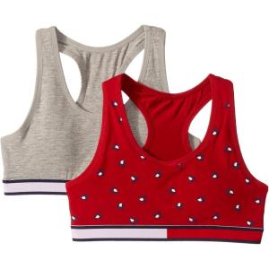Tommy Hilfiger Kids Girl’s 2-Pack Bold Flag Solid Crop Bra (Little Kids/Big Kids)(Scarlet Sage)