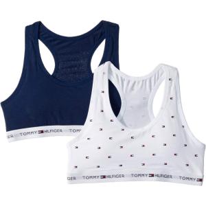 Tommy Hilfiger Kids Girl’s 2-Pack Bold Flag Solid Crop Bra (Little Kids/Big Kids)(White)