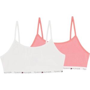 Tommy Hilfiger Kids Girl’s 2-Pack Bold Flag Solid Crop Bra (Little Kids/Big Kids)(White Blush)