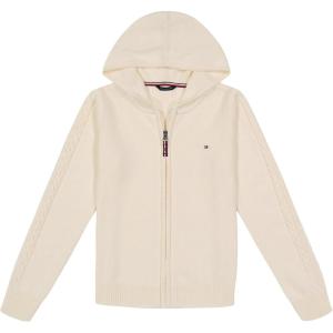 Tommy Hilfiger Long Sleeve Zip Cardigan Hooded Sweater Girls'(Egret)