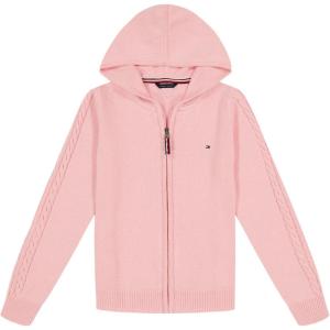 Tommy Hilfiger Long Sleeve Zip Cardigan Hooded Sweater Girls'(Rose Shadow)