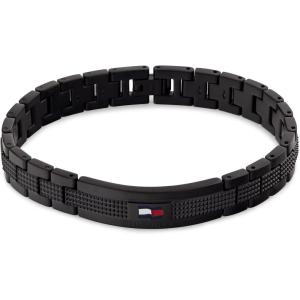 Tommy Hilfiger Men’s Ionic Thin Gold Plated Link Bracelet(Black)