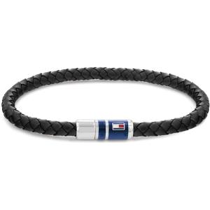 Tommy Hilfiger Men’s Jewelry Braided Leather Bracelet(Black)
