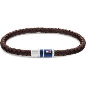 Tommy Hilfiger Men’s Jewelry Braided Leather Bracelet(Brown)