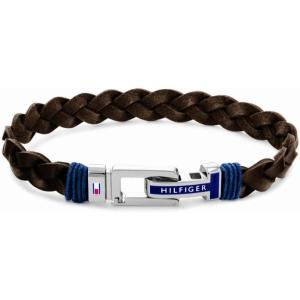 Tommy Hilfiger Men’s Jewelry Flat Braided Leather Bracelet(Brown)