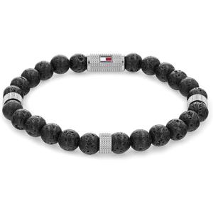 Tommy Hilfiger Men’s Jewelry Wood Beaded Bracelet(Black Lava)