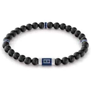 Tommy Hilfiger Men’s Jewelry Wood Beaded Bracelet(Black Wood)