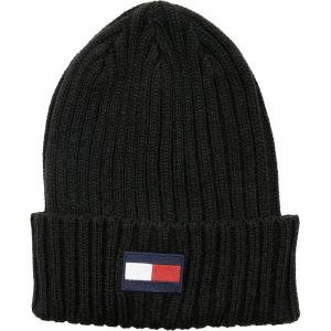 Tommy Hilfiger Mens Ribbed Cuff Hat(Black Flag Patch)