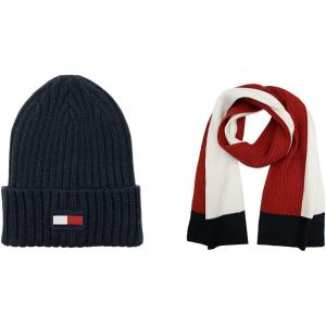 Tommy Hilfiger Mens Ribbed Cuff Hat(Blue Flag Patch)