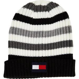 Tommy Hilfiger Mens Ribbed Cuff Hat(Heather Grey Striped)
