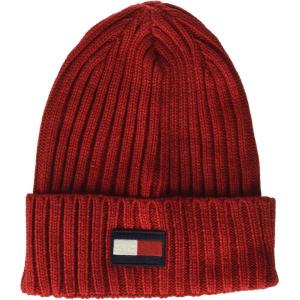 Tommy Hilfiger Mens Ribbed Cuff Hat(Red Flag Patch)
